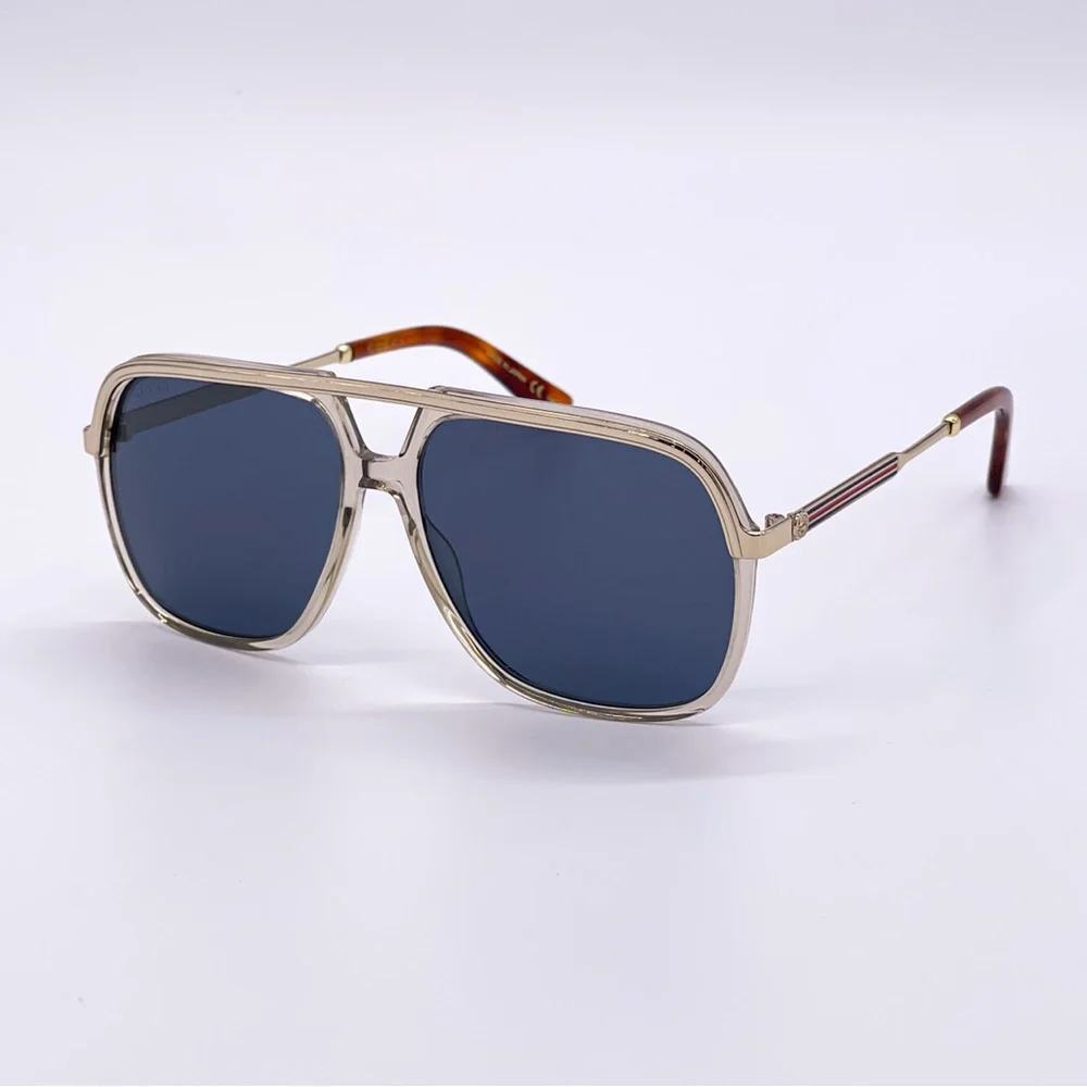 NEW GUCCI GG0200S 004 PILOT UNISEX GOLD BLUE GUCCI SUNGLASSES